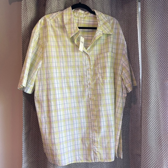 Anthropologie Short-Sleeve Pajama Top, Yellow Motif, Size Large - NWT - Picture 2 of 7